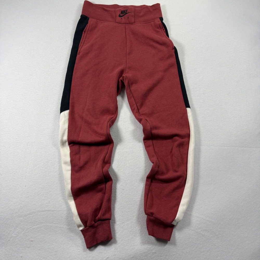 Vintage Nike Air Joggers Womens XS Maroon Black Colorblock Slim Fit Sweatpants
